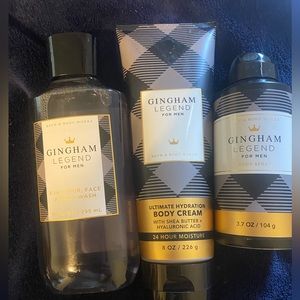 New men’s bath and bodyworks gingham legend 3 piece set